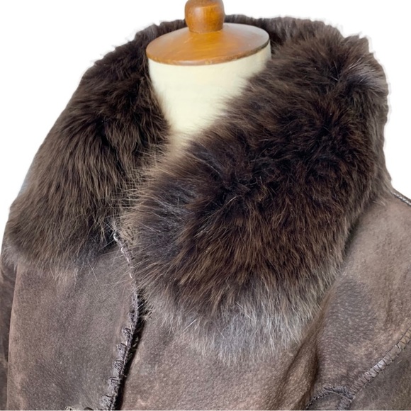 Vintage Marvin Richards fox fur & suede coat, S - Picture 8 of 9